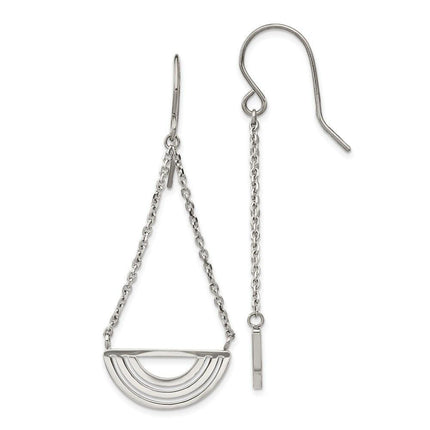 Stainless Steel Polished Dangle Shepherd Hook Earrings ,