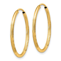 14k 1.5mm Satin Diamond-cut Endless Hoop Earrings ,