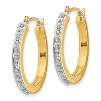 14k Diamond Fascination Round Hinged Hoop Earrings ,