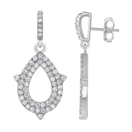 Sterling Silver White Topaz Teardrop Earrings ,