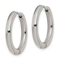 Stainless Steel Polished 3mm Hinged Hoop Earrings ,