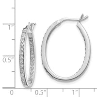 14k White Gold Diamond In/Out Hoop Earrings ,