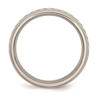 Stainless Steel Polished w/ Grey Carbon Fiber Inlay 6mm Band ,