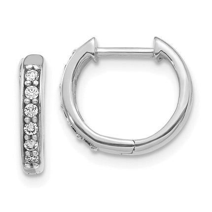 14k White Gold Diamond Hoop Earrings ,