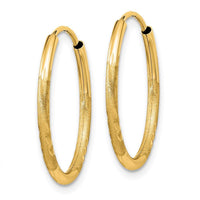 14k 1.5mm Satin Diamond-cut Endless Hoop Earrings ,