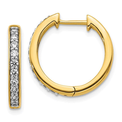 14k Yellow Gold Diamond Hoop Earrings ,