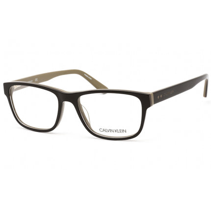 Calvin Klein Men's Eyeglasses - Dark Brown/Beige Rectangular Full Rim | CK18540 203 ,