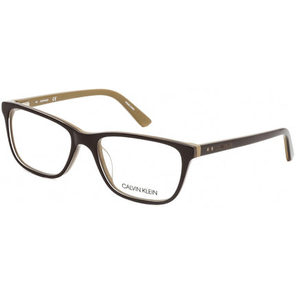 Calvin Klein Men's Eyeglasses - Dark Brown/Beige Rectangular Plastic | CK19510 203 ,