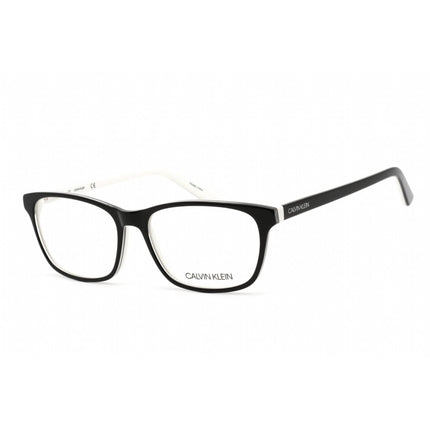 Calvin Klein Unisex Eyeglasses - Black/White Acetate Rectangular Frame | CK18515 002 ,