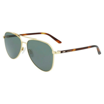 Calvin Klein Unisex Sunglasses - Satin Gold Metal Full Rim Pilot Frame | CK21306S 718 ,