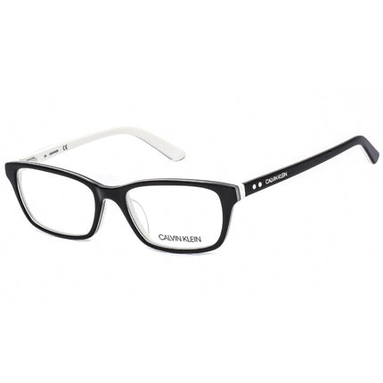 Calvin Klein Women's Eyeglasses - Black/White Rectangular Plastic Frame | CK18541 002 ,