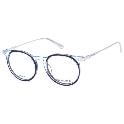 Calvin Klein Women's Eyeglasses - Crystal Light Blue/Navy Round Zyl | CK18705 449 ,