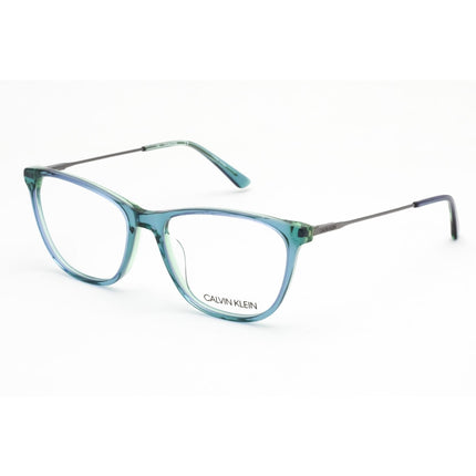 Calvin Klein Women's Eyeglasses - Crystal Teal Laminate Zyl Round Frame | CK18706 438 ,