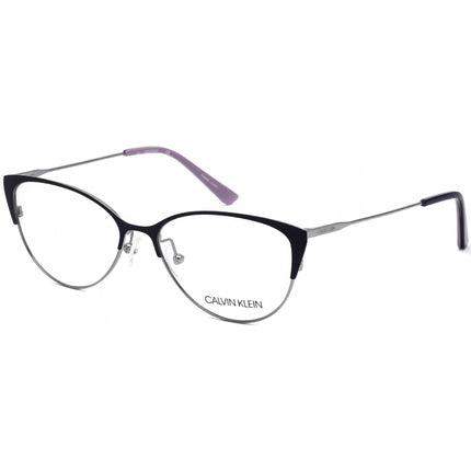 Calvin Klein Women's Eyeglasses - Satin Indigo Cat Eye Metal Full Rim | CK18120 408 ,