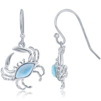 Women's Earrings - Blue Larimar Crab French Wire Closure | D-7999 ,