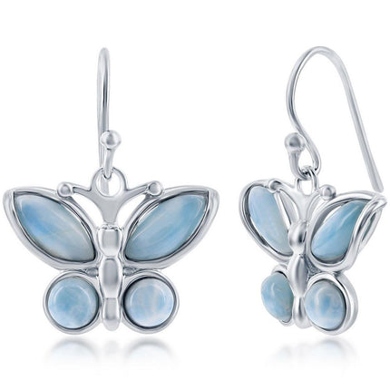 Women's Earrings - Sterling Silver Blue Larimar Butterfly | D-7800 ,