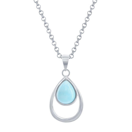 Women's Pendant - Sterling Larimar Double Pear Shaped | K-8944 ,