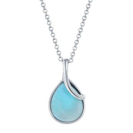 Women's Pendant - Sterling Pear Shaped Larimar Twist | K-8425 ,