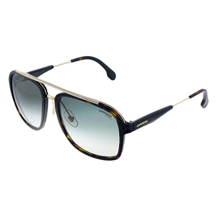 Carrera Unisex Sunglasses - Havana Gold Square Frame Gradient Green Lens | 133/S 02IK ,
