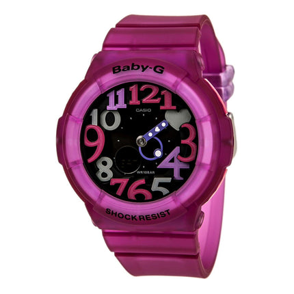 Casio Women's Baby-G World Time Ana-Digi Black Dial Semi-Transparent Pink Resin Strap Chronograph Watch | BGA131-4B4 ,
