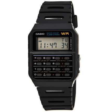Casio Men's Databank Black Dial Rubber Strap Calculator Chrono Watch | CA53W-1 ,