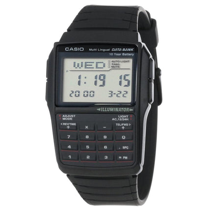 Casio Men's Multi Lingual Data Bank Grey Dial Black Rubber Strap Digital Alarm Calculator Watch | DBC32-1A ,