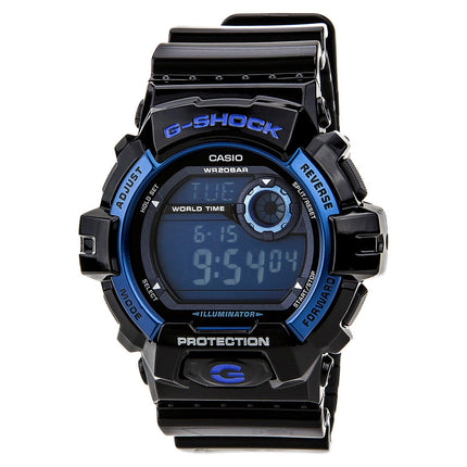 Casio Men's G-Shock Digital Blue Dial Black Resin Strap Day Date Dive Watch | G8900A-1 ,