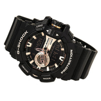 Casio Men's G-Shock Black Resin Strap Ana-Digi Black & Rose Gold Dial Quartz Dive Watch | GA400GB-1A4 ,