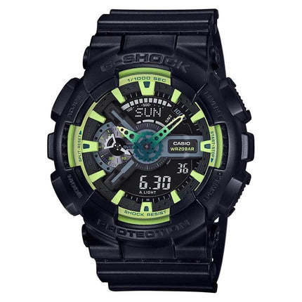 Casio Men's Alarm Watch - G-Shock Dive Ana-Digi Black & Green Dial | GA110LY-1A ,