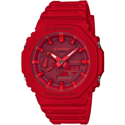 Casio Men's Ana Digi Watch - G-Shock 2100 Series Alarm Red Resin Strap | GA2100-4A ,
