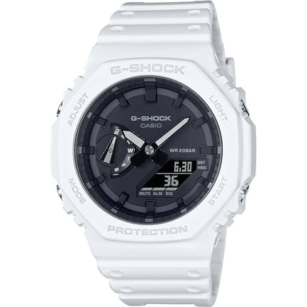 Casio Men's Ana Digi Watch - G-Shock 2100 Series Alarm White Resin Strap | GA2100-7A ,