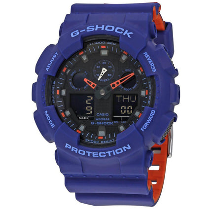 Casio Men's Ana-Digi Watch - G-Shock Blue & Orange Resin Strap Dive | GA100L-2A ,