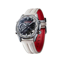 Casio Men's Analog-Digital Watch - Edifice White and Red Leather Strap | ECBS100HR-1A ,