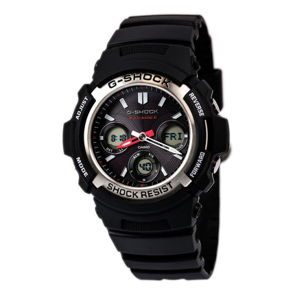 Casio Men's Atomic Watch - G-Shock Ana-Digital Black Dial Resin Strap | AWGM100-1A ,