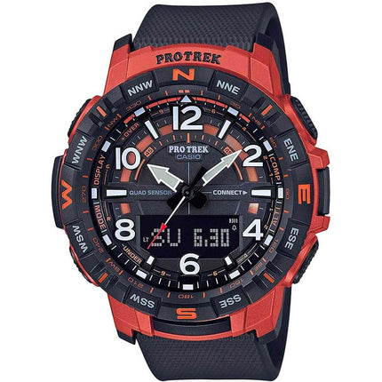 Casio Men's Bluetooth Watch - Pro Trek Red and Black Case Resin Strap | PRTB50-4 ,