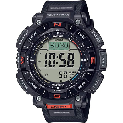Casio Men's Digital Watch - Pro Trek Compass Grey Dial Black Resin Strap | PRG-340-1CR ,