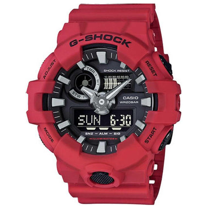 Casio Men's Quartz Watch - G-Shock Black Analog-Digital Dial Red Strap | GA700-4A ,