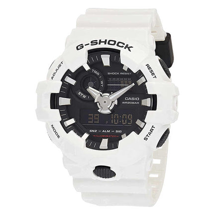 Casio Men's Quartz Watch - G-Shock Black Analog-Digital Dial White Strap | GA700-7A ,