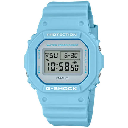 Casio Men's Quartz Watch - G-Shock Blue Resin Strap Digital Grey Dial | DW5600SC-2 ,