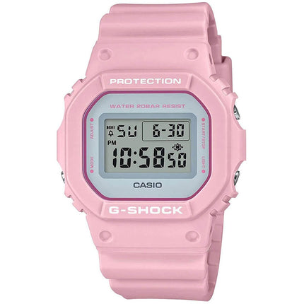 Casio Men's Quartz Watch - G-Shock Pink Resin Strap Digital Grey Dial | DW5600SC-4 ,