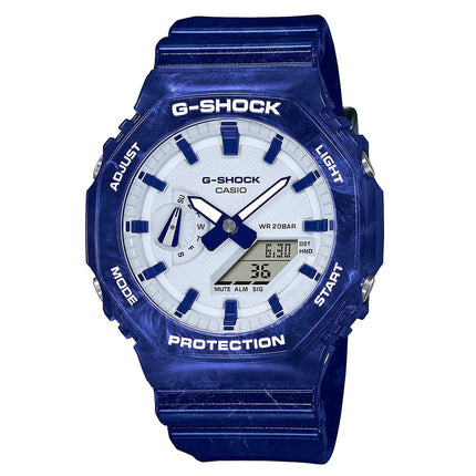 Casio Men's Quartz Watch - G-Shock White Ana-Digi Dial Blue Resin Strap | GA2100BWP-2A ,