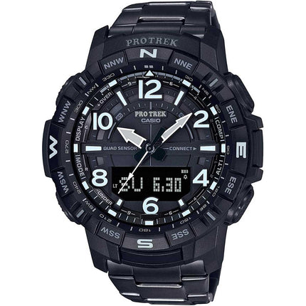 Casio Men's Quartz Watch - Pro Trek Compass Ana-Digi Dial Black Bracelet | PRTB50YT-1 ,