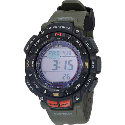 Casio Men's Quartz Watch - Protrek Alarm Digital Dial Green Resin Strap | PRG240-3 ,