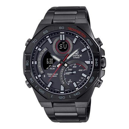 Casio Men's Watch - Edifice Ana-Digi Dial Black Steel Bracelet Bluetooth | ECB950DC-1A ,