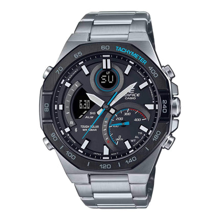 Casio Men's Watch - Edifice Black Ana-Digi Dial Steel Bracelet Bluetooth | ECB950DB-1A ,