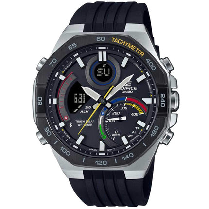 Casio Men's Watch - Edifice Solar Powered Black Resin Strap Bluetooth | ECB950MP-1A ,