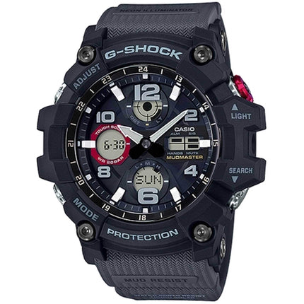 Casio Men's Watch - G-Shock Ana-Digi Alarm Black Dial Grey Resin Strap | GSG100-1A8 ,