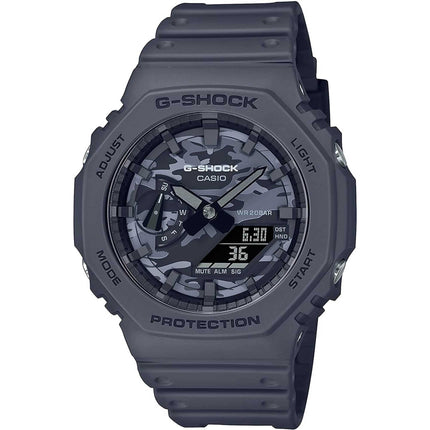 Casio Men's Watch - G-Shock Camo Ana-Digi Dial Gray Resin Strap Alarm | GA2100CA-8A ,