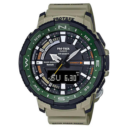 Casio Men's Watch - Pro Trek Black Ana-Digi Dial Strap Digital Compass | PRTB70-5 ,