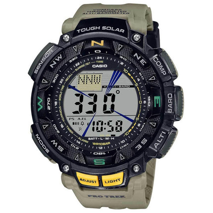 Casio Men's Watch - Protrek Rotating Bezel Grey Digital Dial Beige Strap | PRG240-5 ,